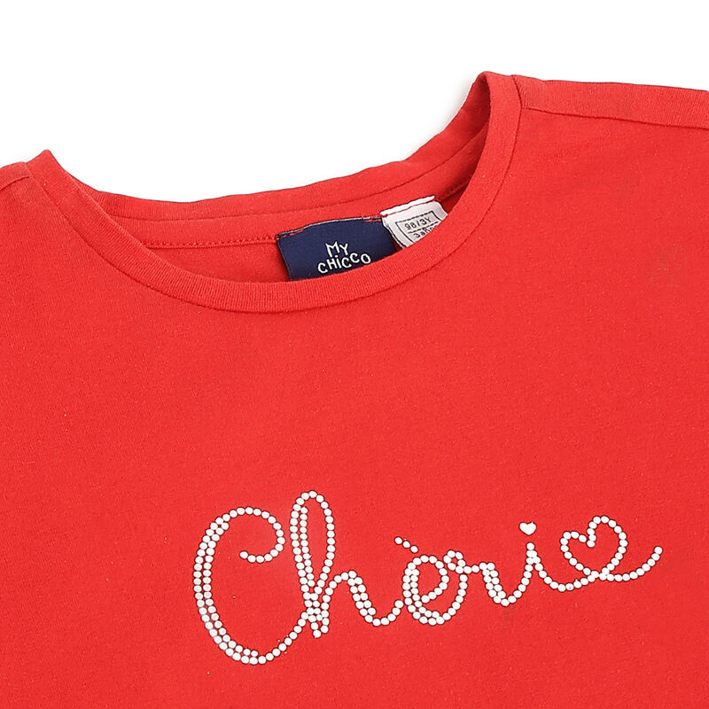 Girls Medium Red Printed Short Sleeve T-Shirt image number 2
